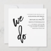 Minimalistisch zwart-wit Typografie Weddenschap Kaart (Voorkant)