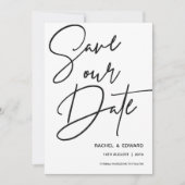 Minimalistisch zwart-wit Typografie Weddenschap Save The Date (Voorkant)