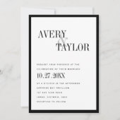 Minimalistisch zwart wit Typografisch huwelijk Kaart (Voorkant)