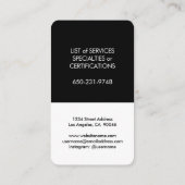 Minimalistisch zwart-wit, uniek, modern, verticaal visitekaartje (Achterkant)