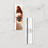 Minimalistisch Zwart & Wit Uw Logo Fotografie Mini Visitekaartje (Voorkant / Achterkant)