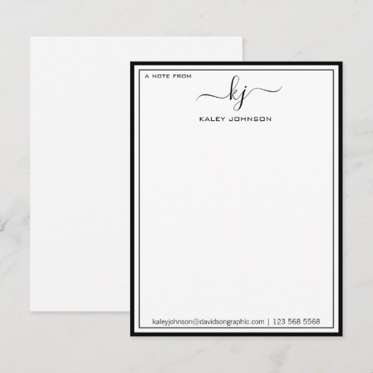 Minimalistisch zwart wit van het bureau van de Not Bedankkaart (Voorkant / Achterkant)