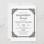 Minimalistisch Zwart & Wit Verloving Brunch Party Kaart (Voorkant)