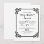 Minimalistisch Zwart & Wit Verloving Brunch Party Kaart (Voorkant / Achterkant)