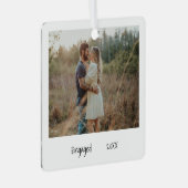 Minimalistisch zwart-wit Verloving foto ingeschake Metalen Ornament (Voorkant Rechts)