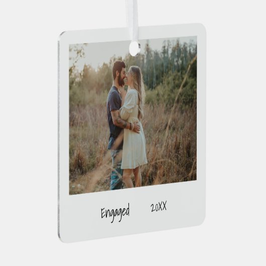 Minimalistisch zwart-wit Verloving foto ingeschake Metalen Ornament (Voorkant Rechts)
