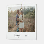 Minimalistisch zwart-wit Verloving met foto's Keramisch Ornament (Links)