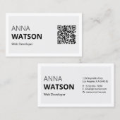 Minimalistisch zwart-wit Vet & qr code Contactkaartje (Voorkant / Achterkant)
