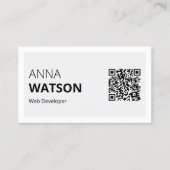 Minimalistisch zwart-wit Vet & qr code Contactkaartje (Voorkant)