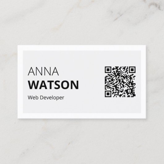 Minimalistisch zwart-wit Vet & qr code Contactkaartje (Voorkant)