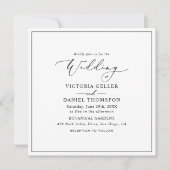 Minimalistisch zwart wit vierkant bruiloft kaart (Voorkant)