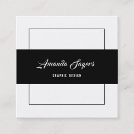 Minimalistisch zwart-wit vierkante visitekaartje