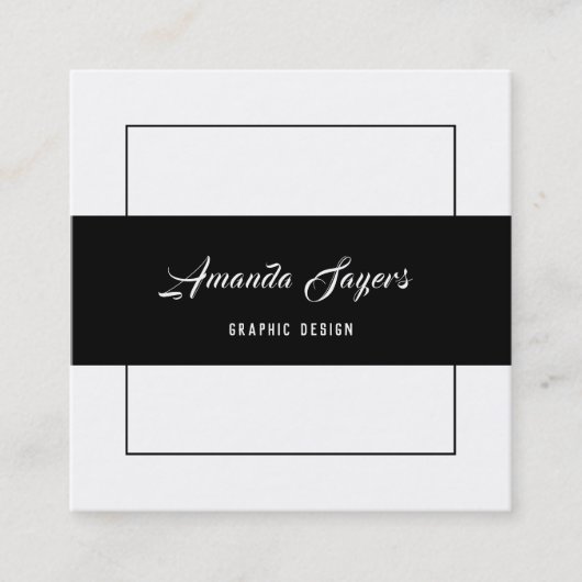 Minimalistisch zwart-wit vierkante visitekaartje (Voorkant)