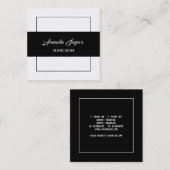 Minimalistisch zwart-wit vierkante visitekaartje (Voorkant / Achterkant)