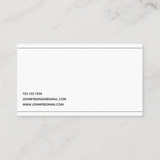 Minimalistisch zwart-wit visitekaartje (Achterkant)