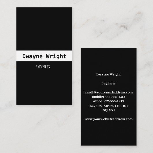 Minimalistisch zwart-wit visitekaartje (Voorkant / Achterkant)