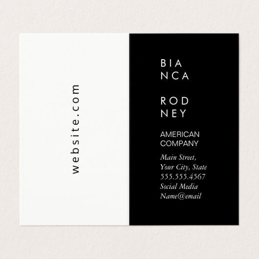 Minimalistisch (zwart/wit) visitekaartje (Buitenkant ongevouwen)