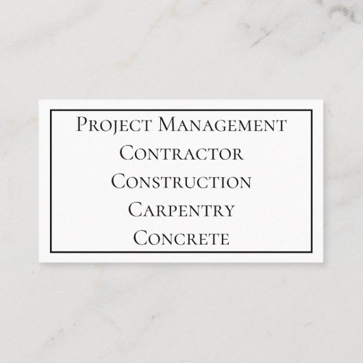 Minimalistisch zwart-wit Visitekaartje (Achterkant)