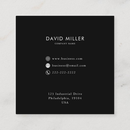 Minimalistisch zwart-wit Visitekaartje (Achterkant)