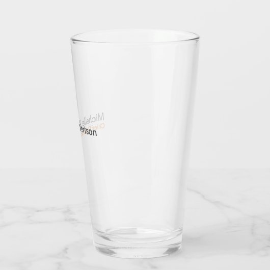 Minimalistisch zwart-wit vlak, eigen naam toevoege glas (Links)