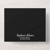 Minimalistisch zwart-wit Vrijgezellenfeest All In One Uitnodiging (Achterkant)