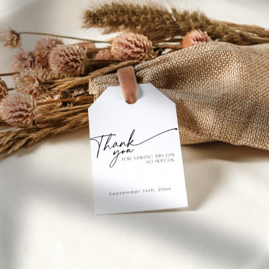 Minimalistisch zwart-wit Vrijgezellenfeest Harteli Cadeaulabel