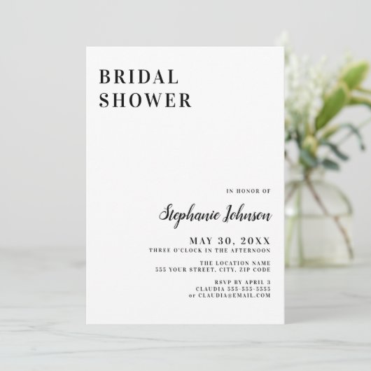 Minimalistisch zwart-wit Vrijgezellenfeest Kaart (Staand voorkant)