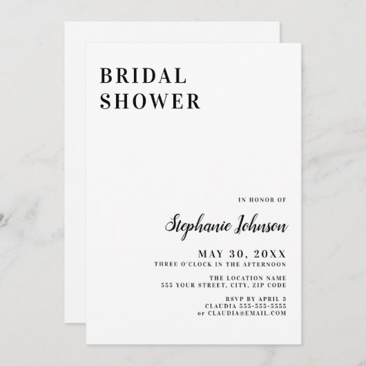 Minimalistisch zwart-wit Vrijgezellenfeest Kaart (Voorkant / Achterkant)