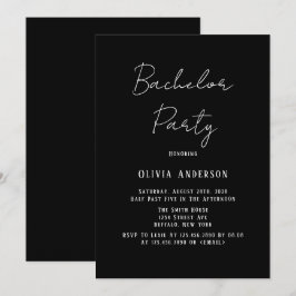 Minimalistisch zwart-wit vrijgezellenfeest kaart