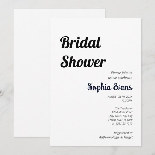 Minimalistisch zwart-wit Vrijgezellenfeest Kaart (Voorkant / Achterkant)