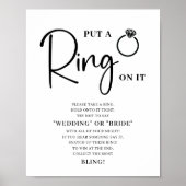 Minimalistisch zwart wit Vrijgezellenfeest ringspe Poster (Voorkant)