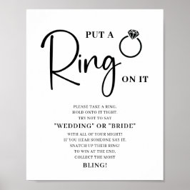 Minimalistisch zwart wit Vrijgezellenfeest ringspe Poster