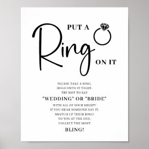 Minimalistisch zwart wit Vrijgezellenfeest ringspe Poster