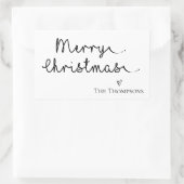 Minimalistisch zwart-wit vrolijk kerstfeest rechthoekige sticker (Tas)