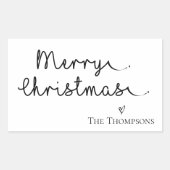 Minimalistisch zwart-wit vrolijk kerstfeest rechthoekige sticker (Voorkant)