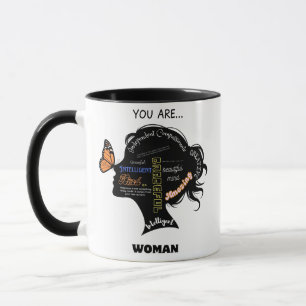 Minimalistisch zwart-wit vrouw silhouet mok