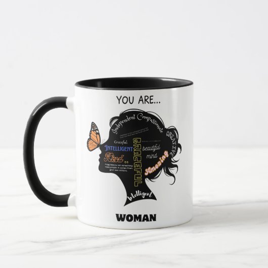Minimalistisch zwart-wit vrouw silhouet mok (Links)