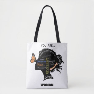 Minimalistisch zwart-wit vrouw silhouet tote bag