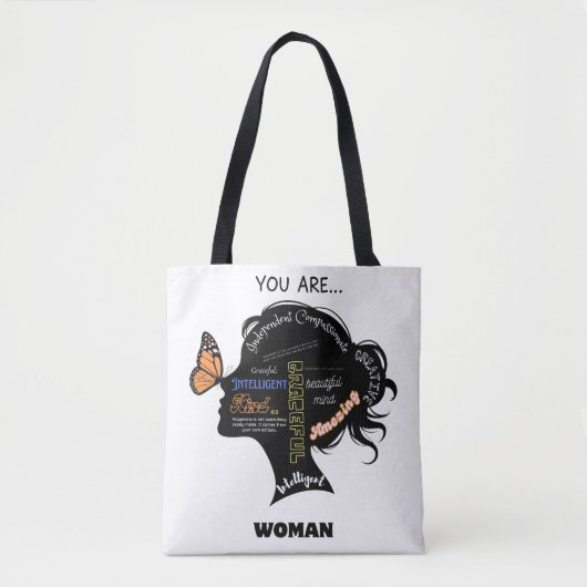 Minimalistisch zwart-wit vrouw silhouet tote bag (Voorkant)