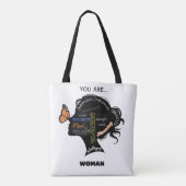 Minimalistisch zwart-wit vrouw silhouet tote bag (Achterkant)