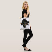 Minimalistisch zwart-wit vrouw silhouet tote bag (Op model)