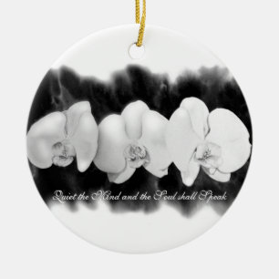 Minimalistisch zwart wit waterverf orchidee schild keramisch ornament