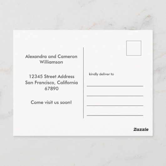 Minimalistisch zwart-wit We hebben nieuwe thuisbew Briefkaart (Achterkant)