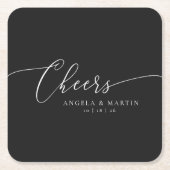 Minimalistisch Zwart Wit Weddenschap Kartonnen Onderzetters (Voorkant)