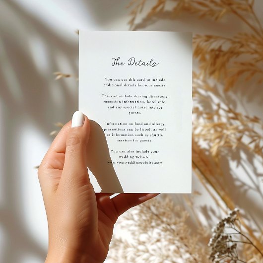 Minimalistisch zwart-wit | Wedding Guest Details Informatiekaartje