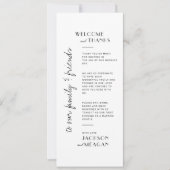 Minimalistisch zwart-wit welkom & dank u plaats kaart (Voorkant)