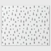 Minimalistisch zwart-wit winterpatroon cadeaupapier (Vlak)