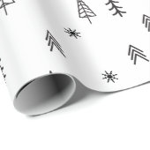 Minimalistisch zwart-wit winterpatroon cadeaupapier (Rol Hoek)