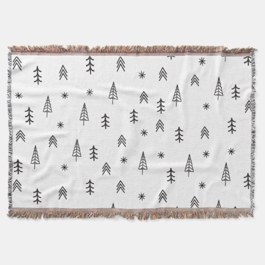 Minimalistisch zwart-wit winterpatroon deken (Voorkant)