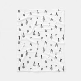 Minimalistisch zwart-wit winterpatroon fleece deken